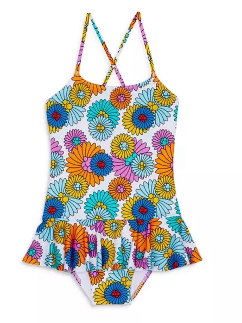 Vilebrequin Multicolor Floral Ruffle One-Piece Swimsuit size 6 ANS